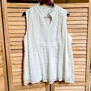 White Sleeveless Dot-Blouse Sz XXL
